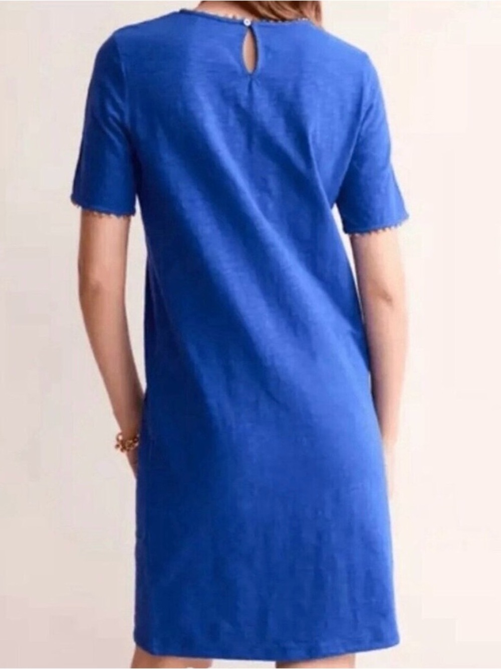 Boden Ali Pom Sleeve Tshirt Dress Blue Size 10L - Picture 3 of 11